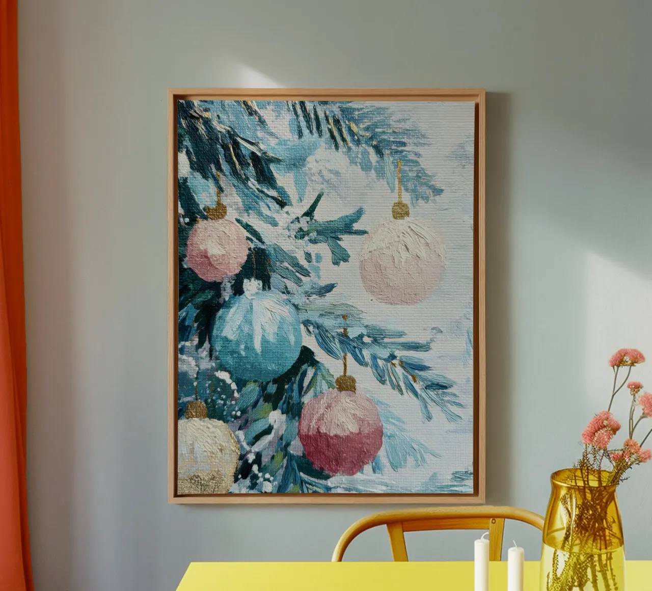 Frosted Bauble Branches tela da velvetwinterstudio