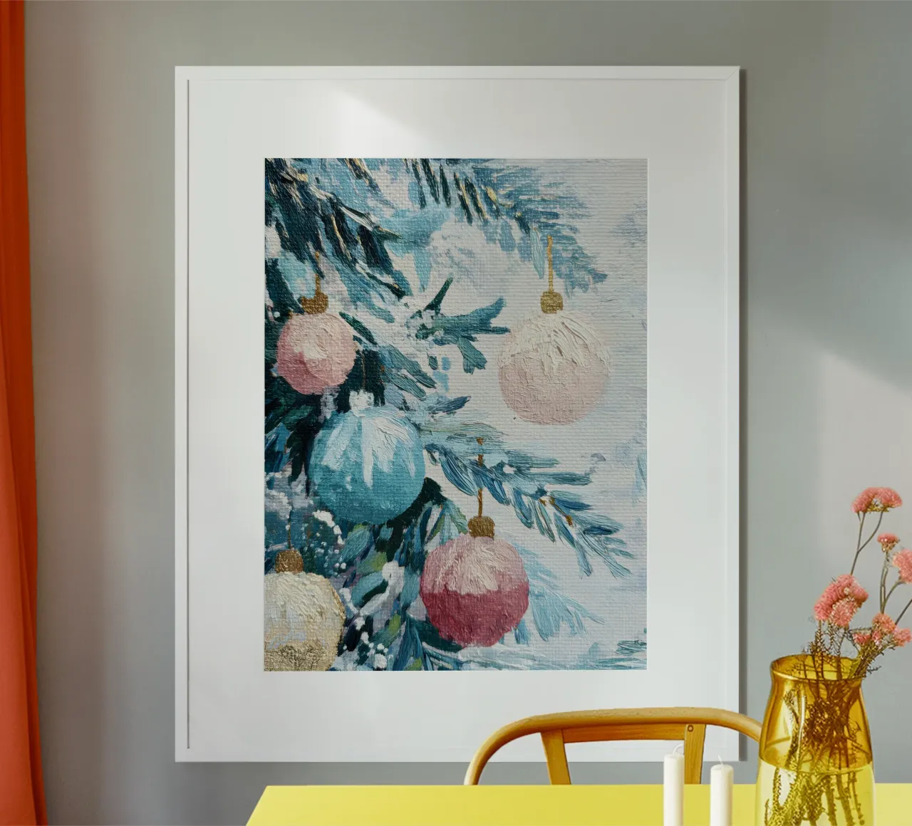 Frosted Bauble Branches carta hahnemühle da velvetwinterstudio