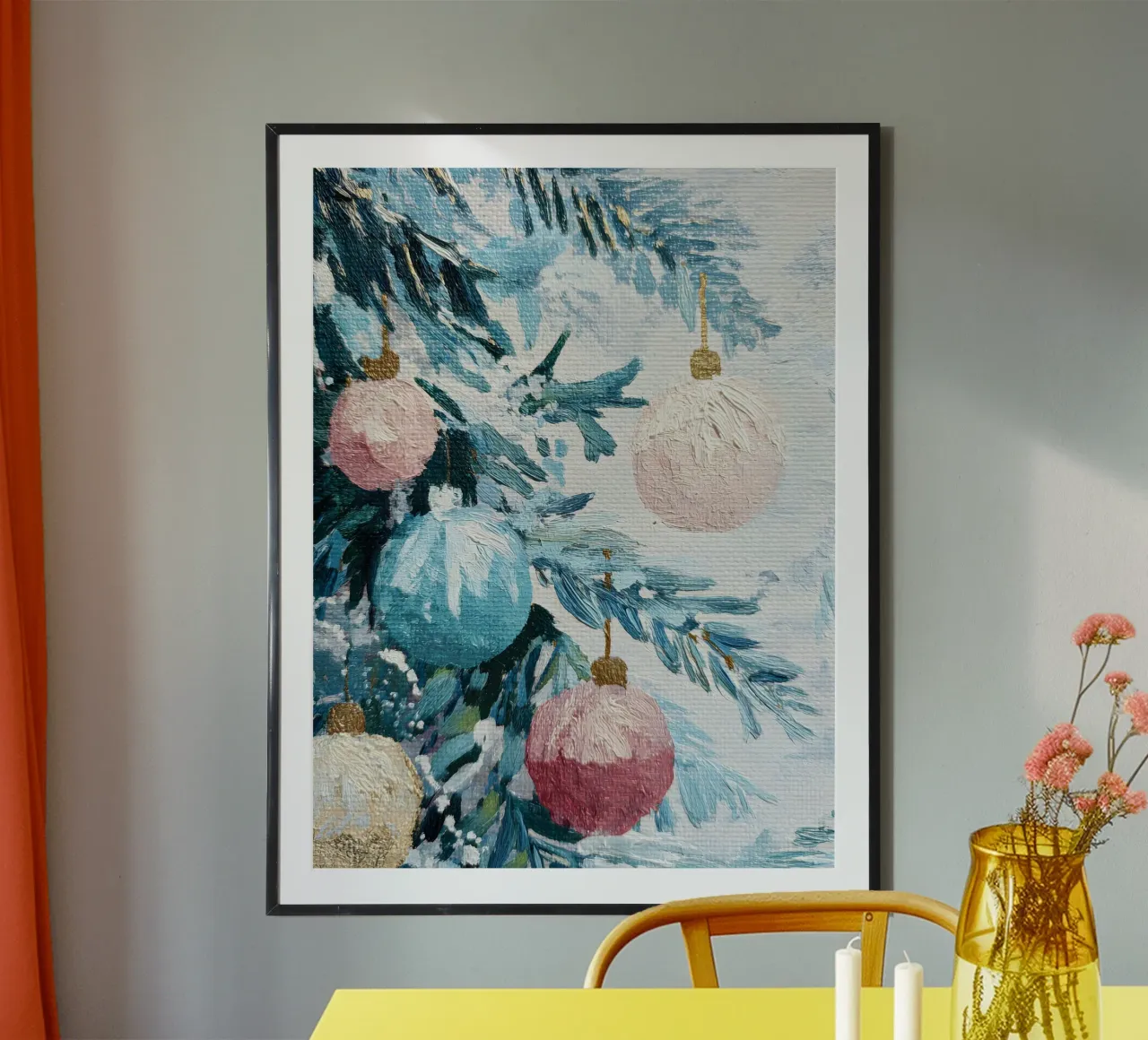 Frosted Bauble Branches carta hahnemühle da velvetwinterstudio