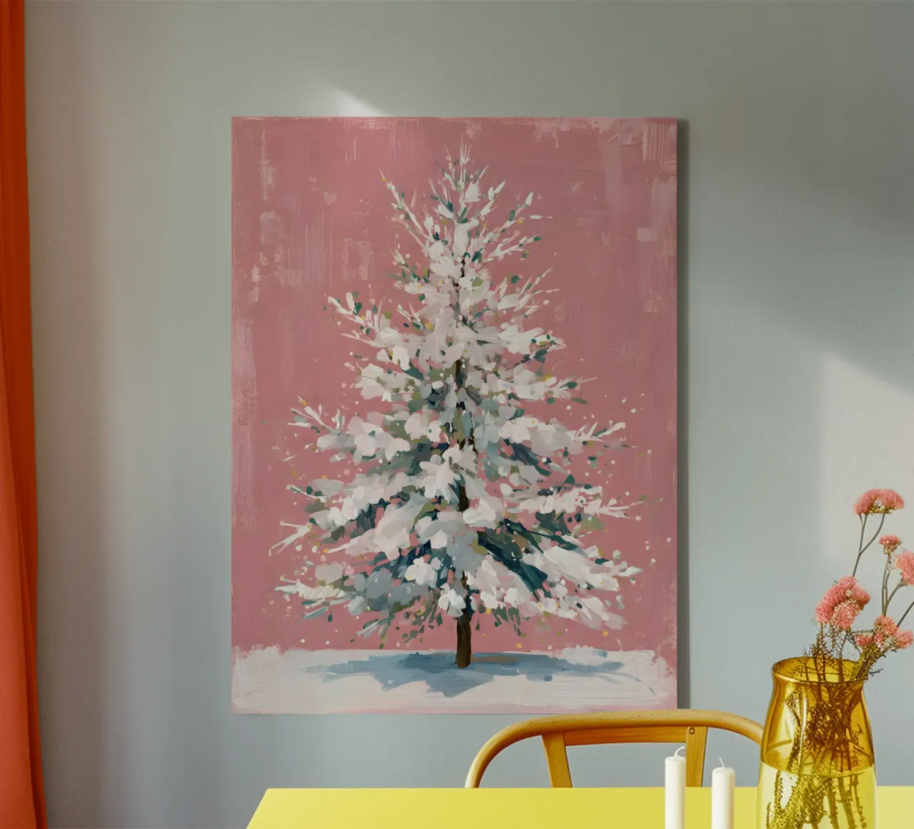 Blush Snow Tree tela da velvetwinterstudio