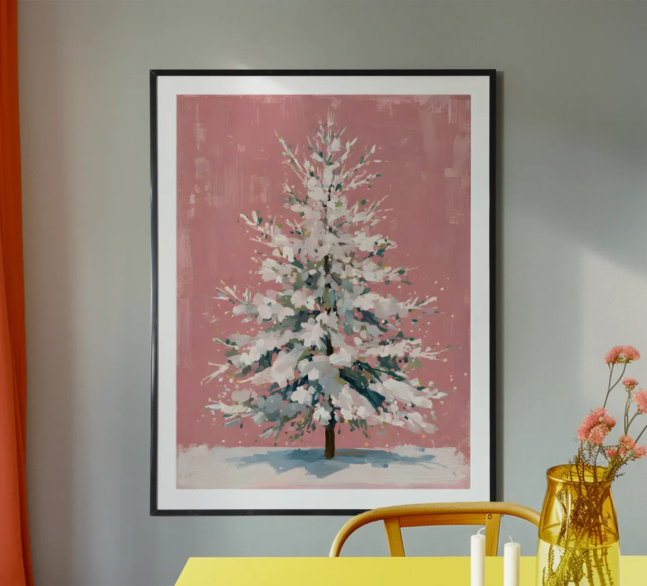 Blush Snow Tree carta hahnemühle da velvetwinterstudio