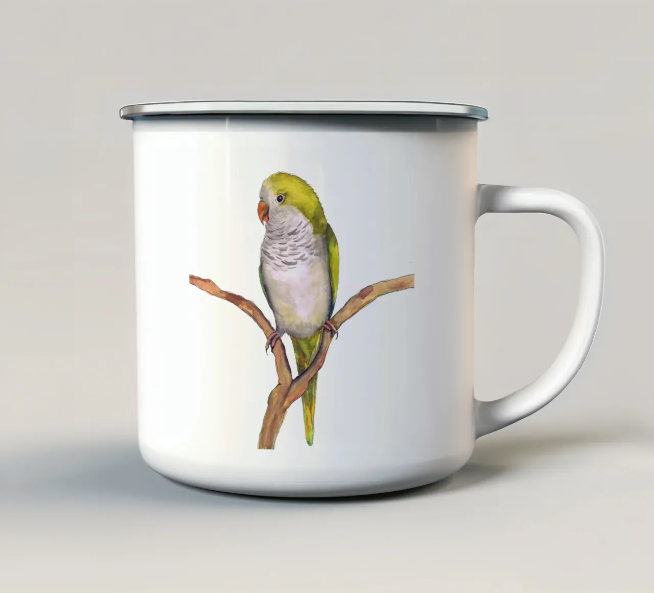 Pappagallo quacchero verde tazza in smalto da BwiseLizzy