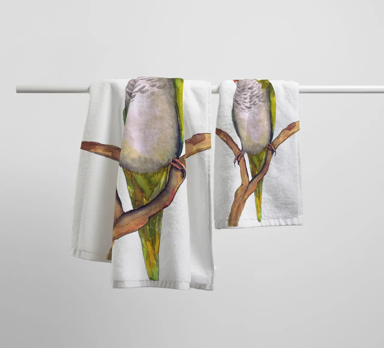 Pappagallo quacchero verde asciugamano da bagno da BwiseLizzy
