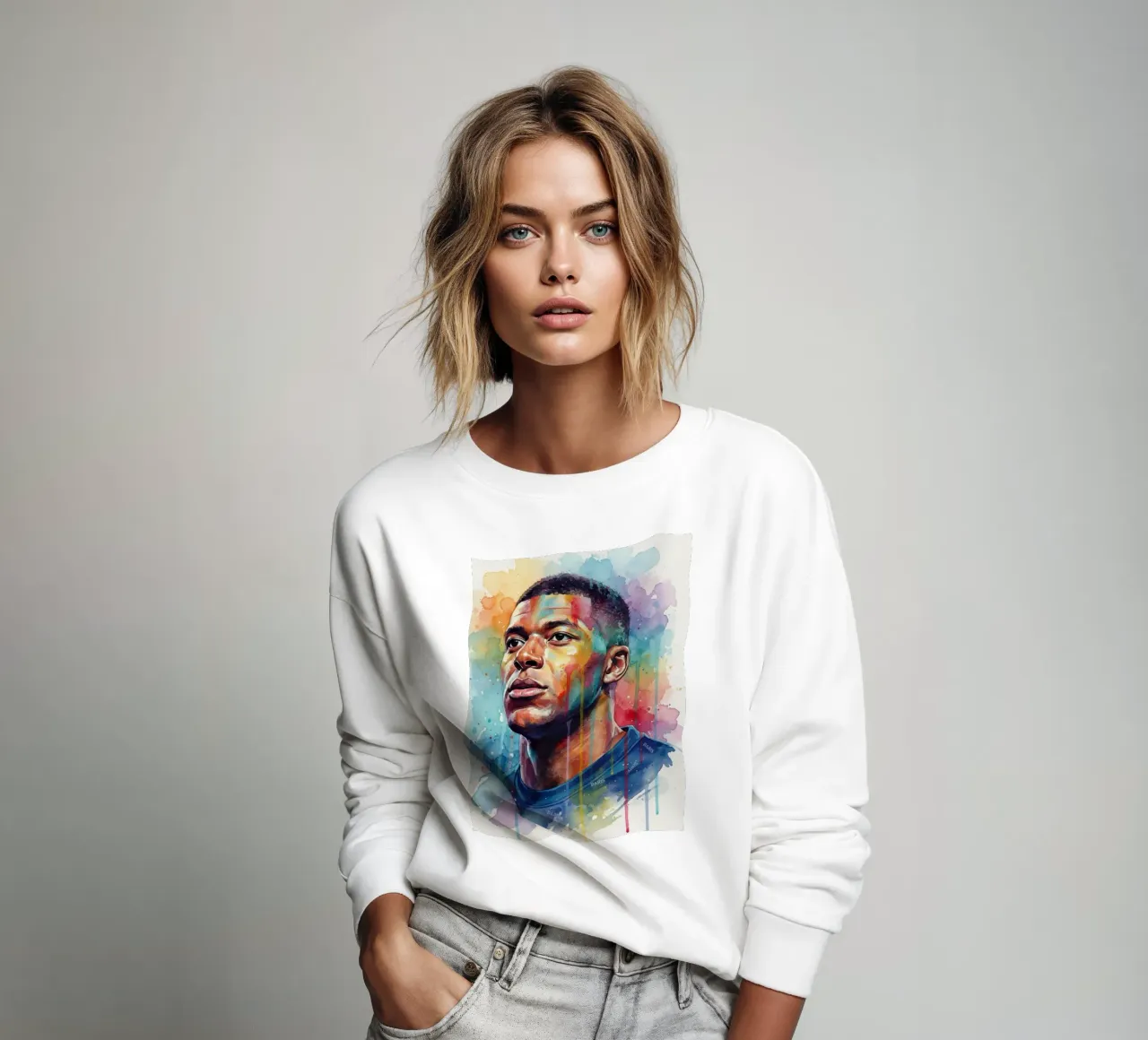 Kylian Mbappe arte colorata astratta felpa da Kalis