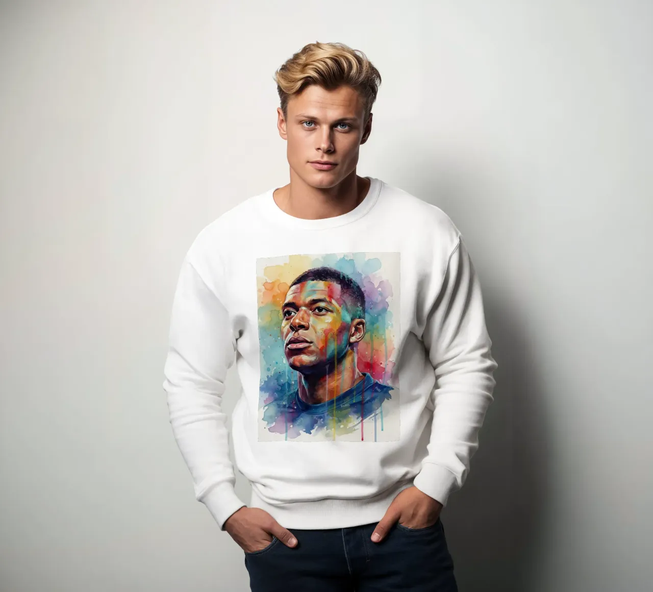 Kylian Mbappe arte colorata astratta felpa da Kalis