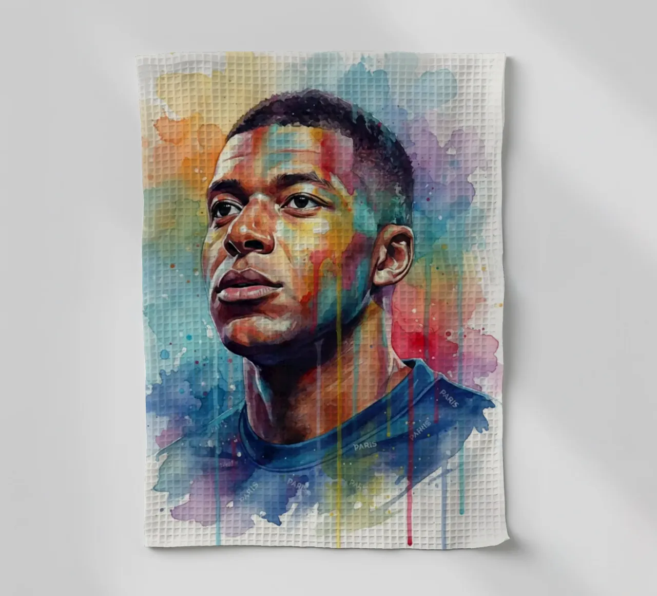 Kylian Mbappe art abstrait coloré torchon de Kalis