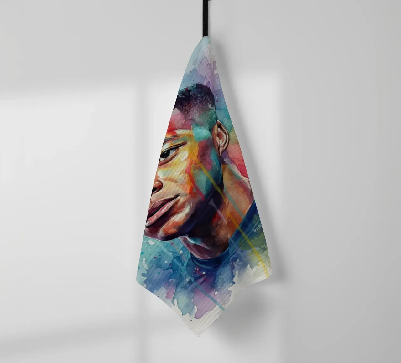 Kylian Mbappe art abstrait coloré torchon de Kalis