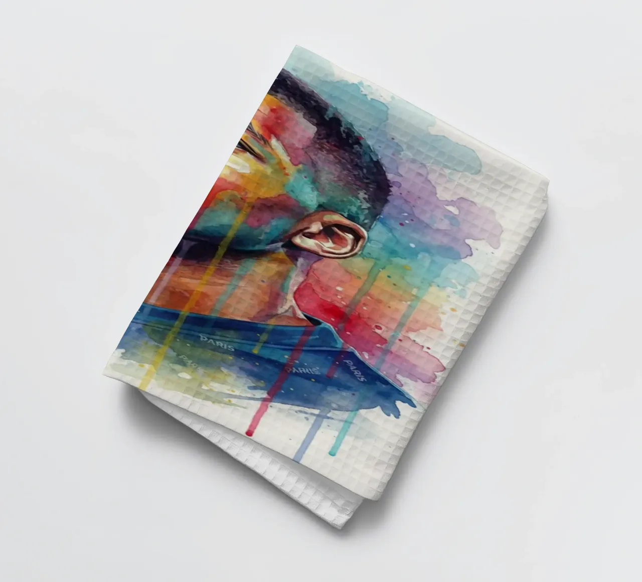 Kylian Mbappe art abstrait coloré torchon de Kalis