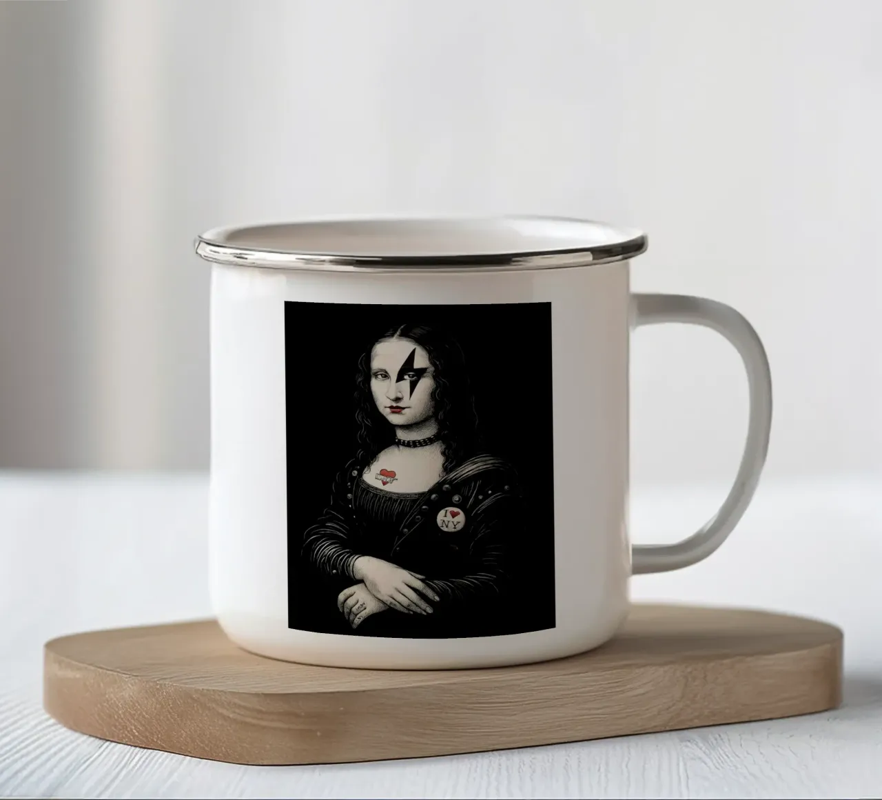 Monna Lisa punk tazza in smalto da 🎁 NOBELART