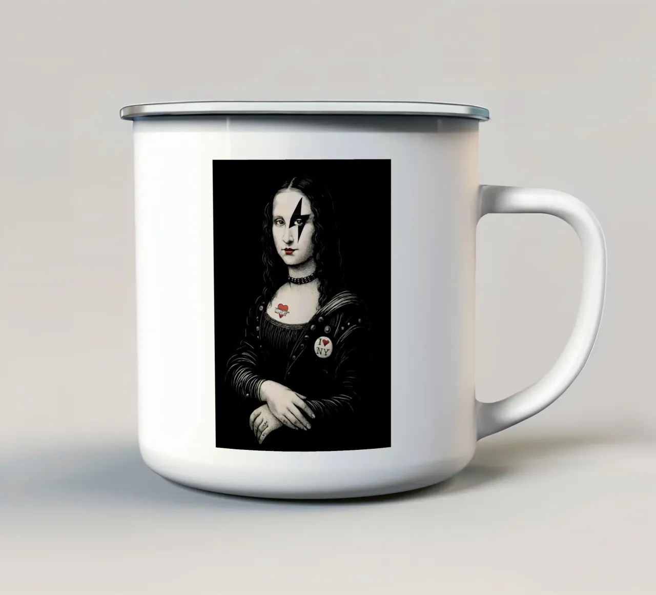 Monna Lisa punk tazza in smalto da 🎁 NOBELART