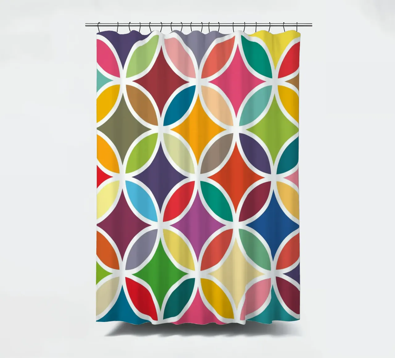 Retro Bloom Art - Un'esplosione di gioia colorata tenda da doccia da JaySan Studio