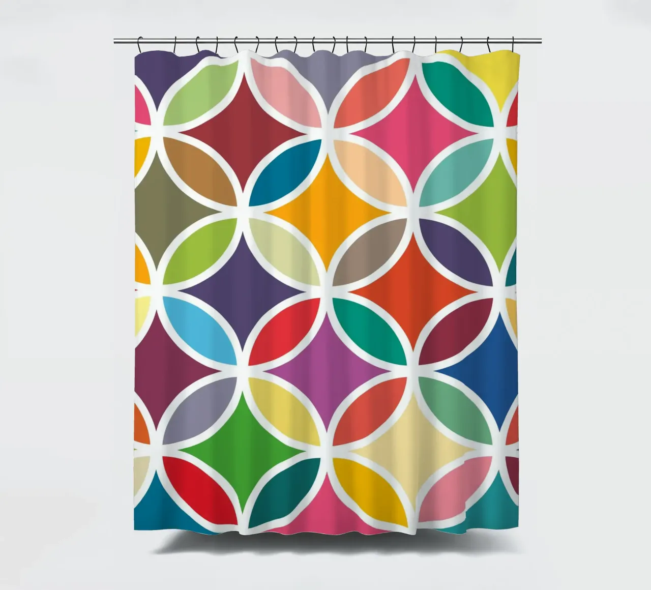 Retro Bloom Art - Un'esplosione di gioia colorata tenda da doccia da JaySan Studio