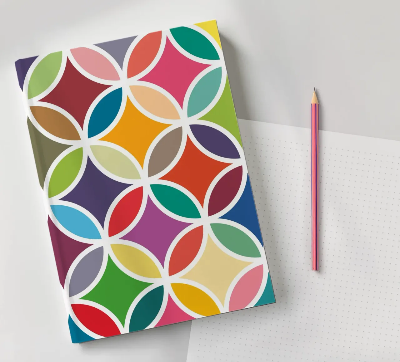 Retro Bloom Art – A Burst of Colorful Joy notebook by JaySan Studio