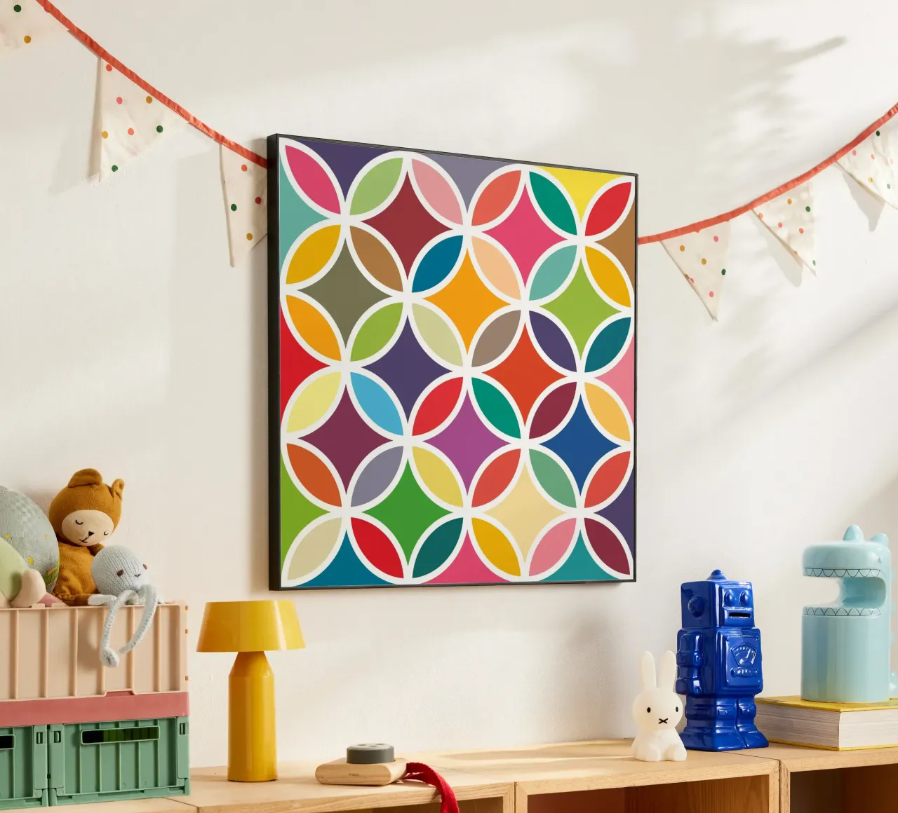 Retro Bloom Art - Une explosion de joie colorée alu dibond de JaySan Studio