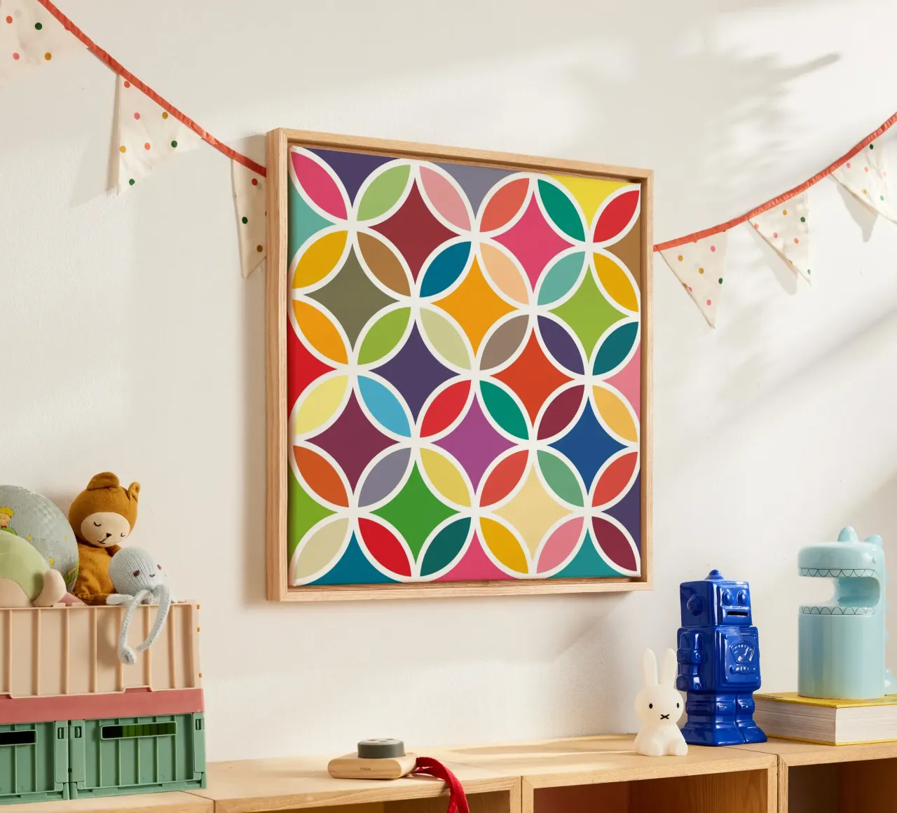 Retro Bloom Art - Un'esplosione di gioia colorata tela da JaySan Studio