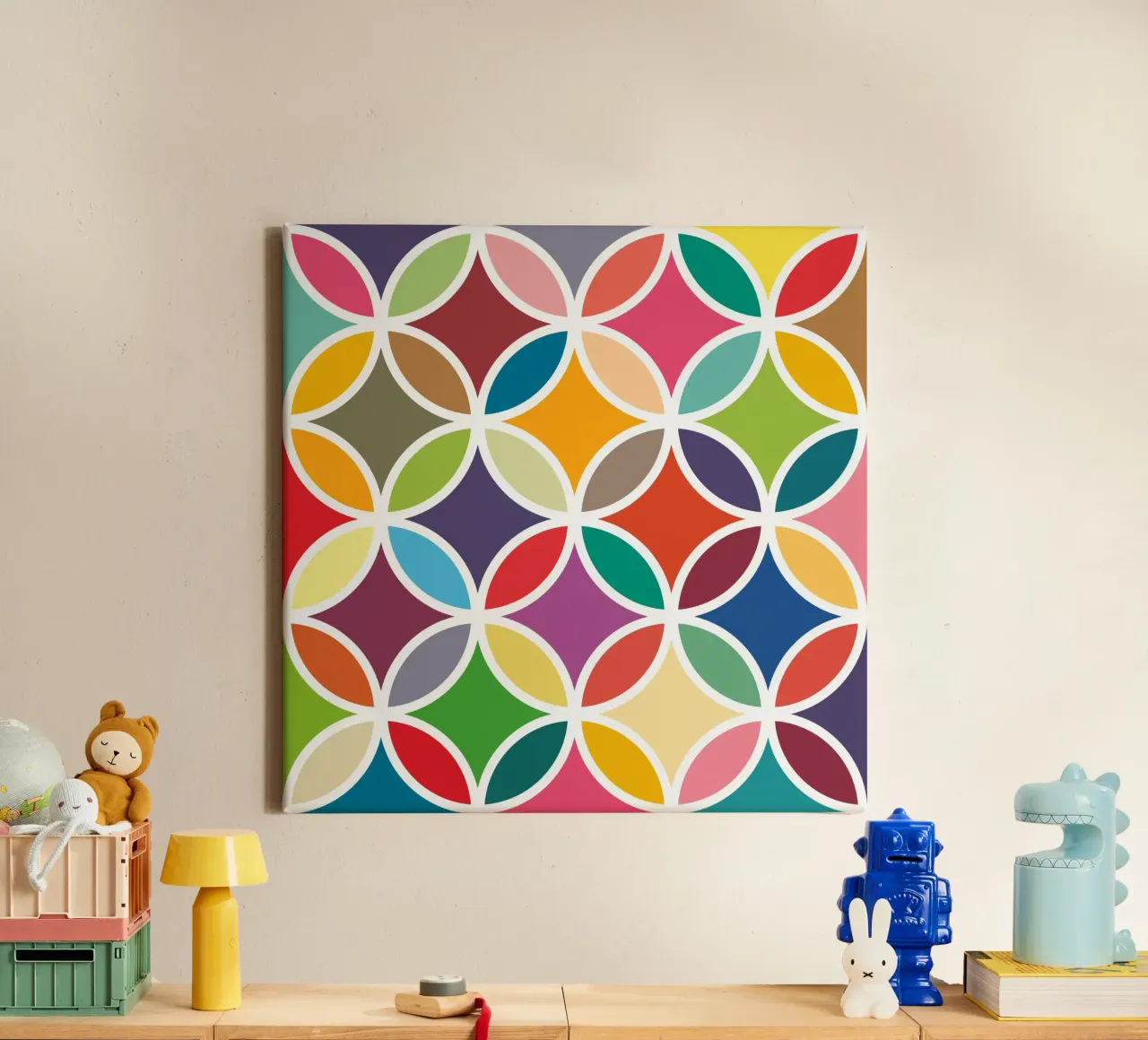 Retro Bloom Art - Un'esplosione di gioia colorata tela da JaySan Studio