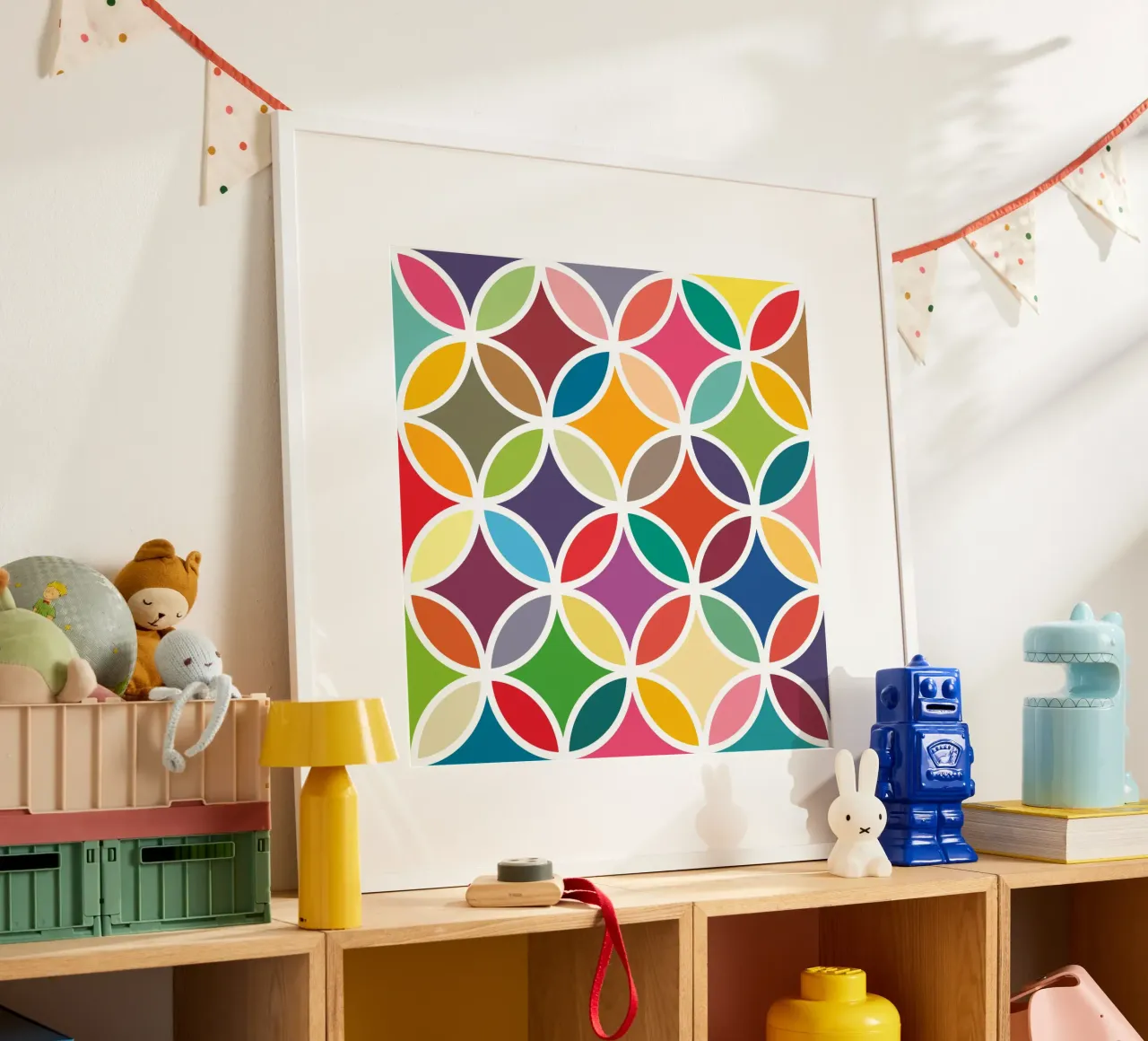 Retro Bloom Art - Un'esplosione di gioia colorata poster da JaySan Studio