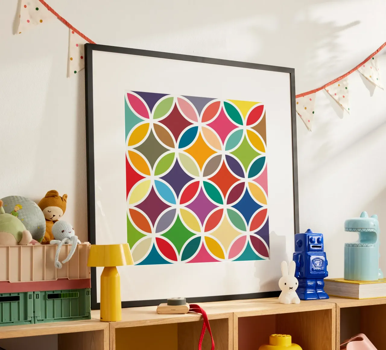 Retro Bloom Art - Un'esplosione di gioia colorata poster da JaySan Studio