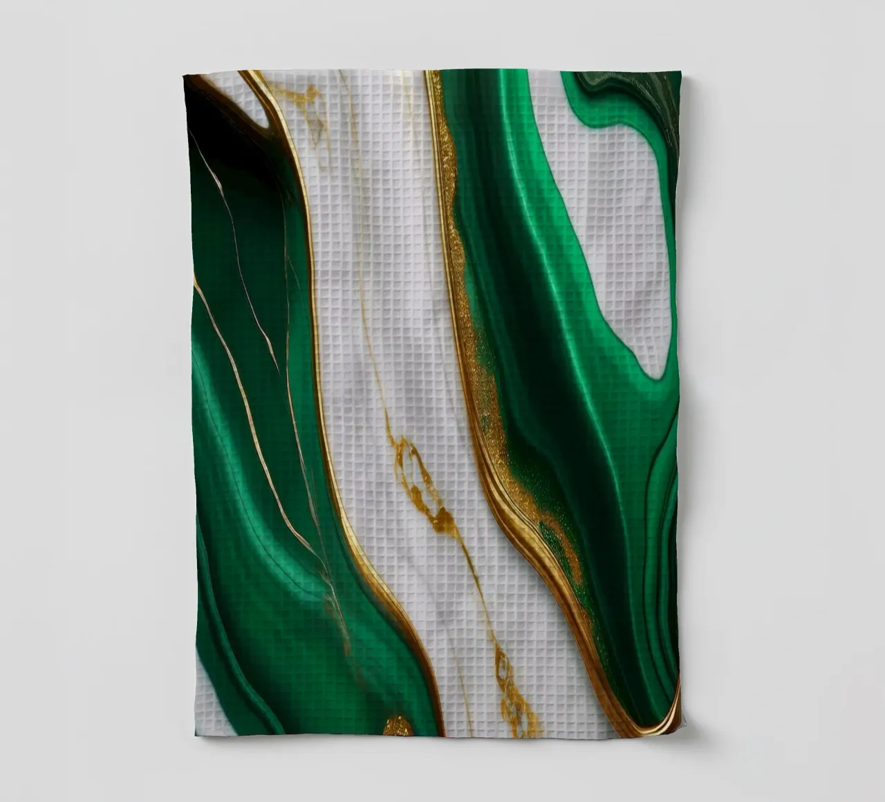 Impression marbrée - Vert, blanc, or #5 torchon de Hightown Design