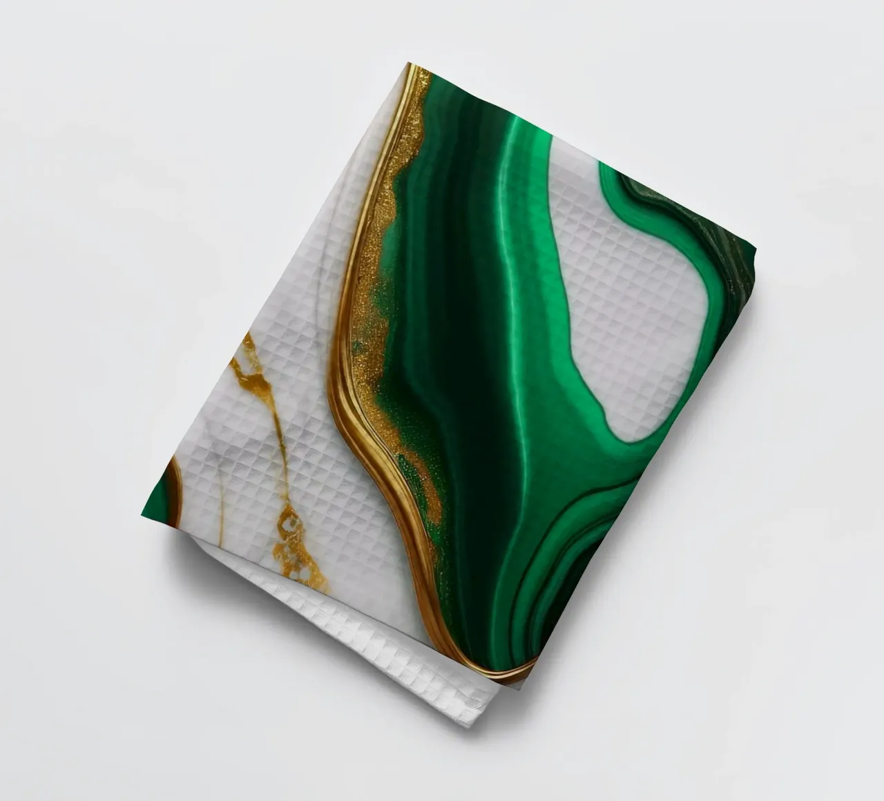 Impression marbrée - Vert, blanc, or #5 torchon de Hightown Design