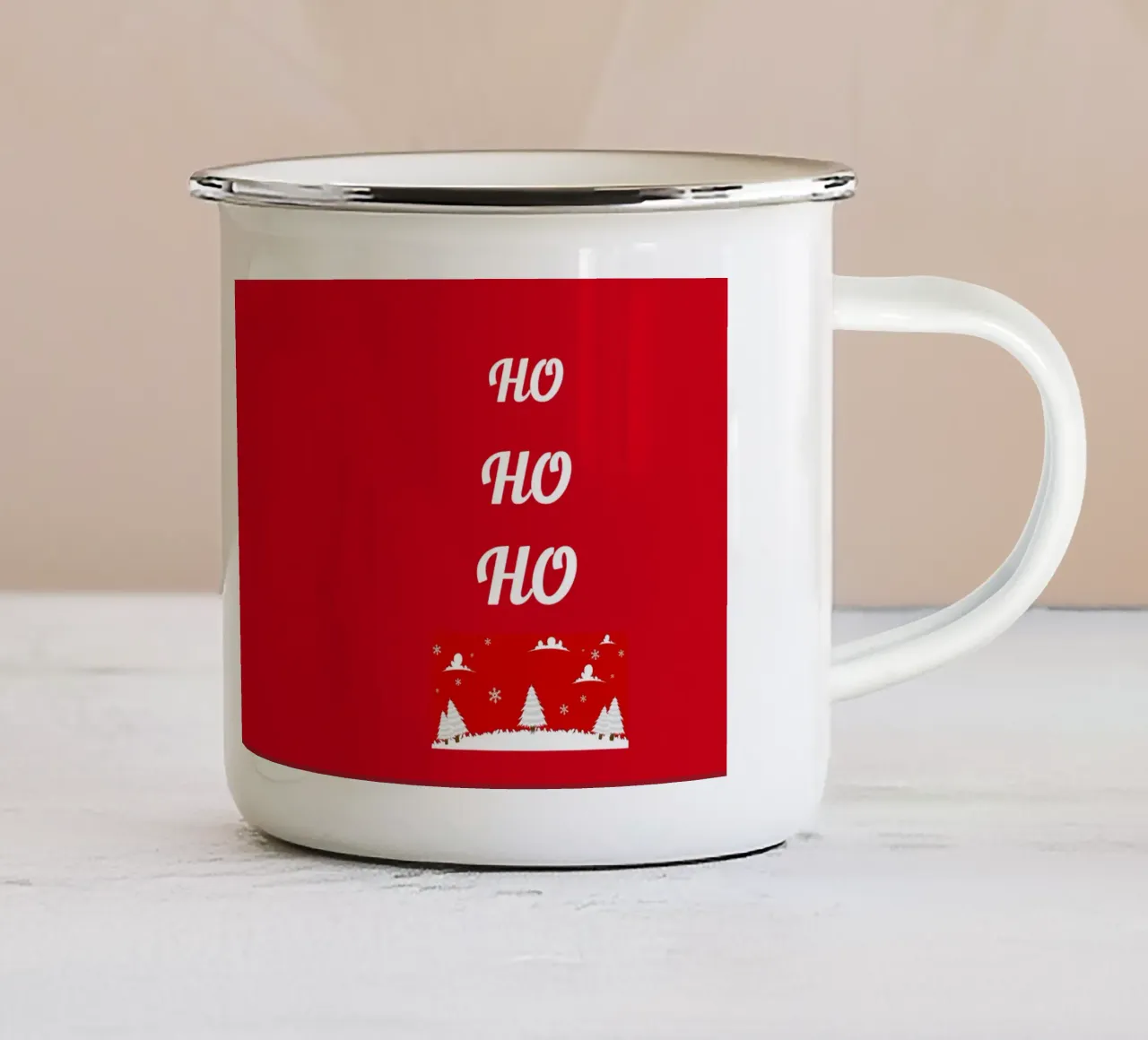 Kerstdesign in rood emaille mok van BenCoStyle
