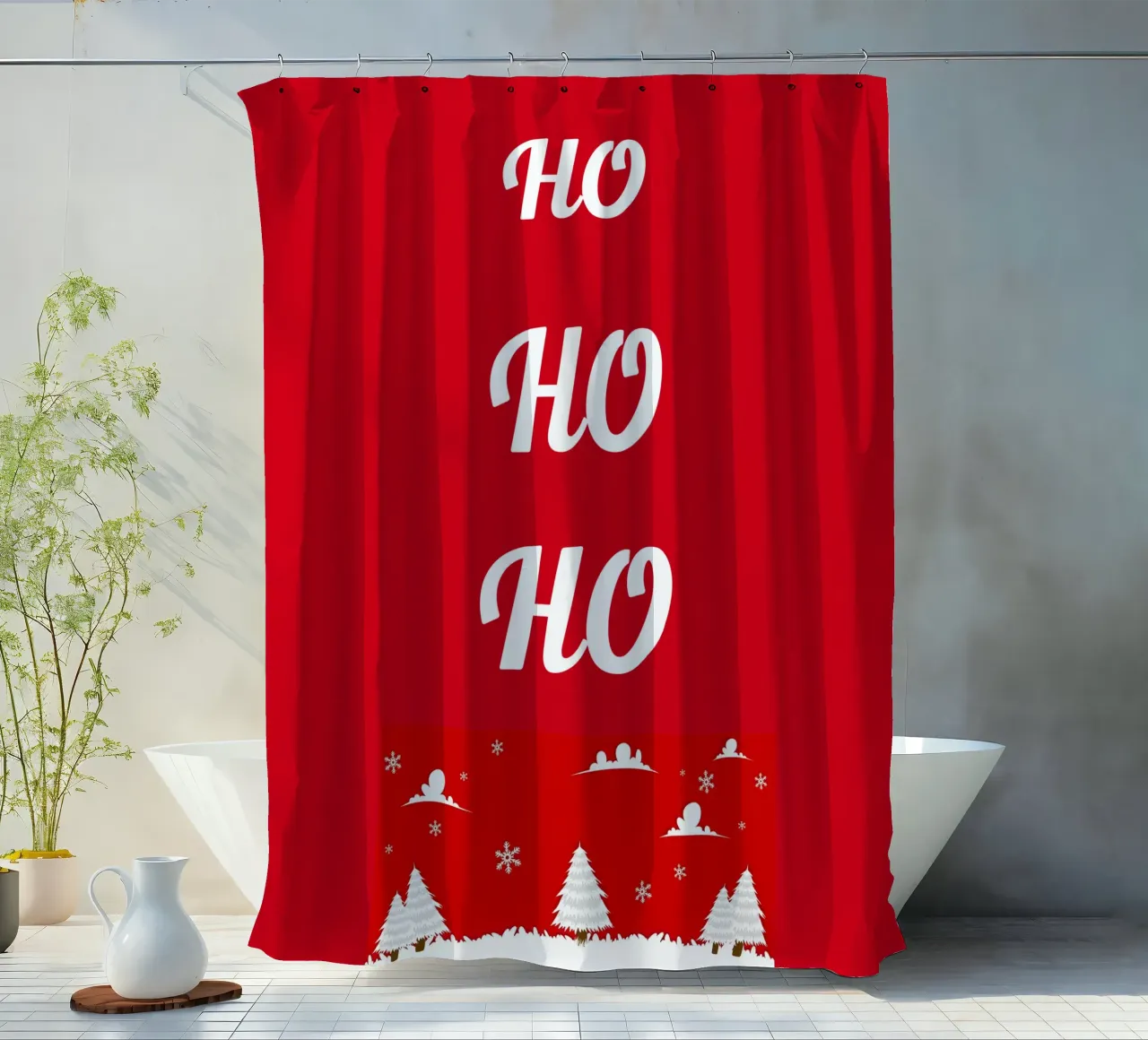 Kerstdesign in rood douchegordijn van BenCoStyle