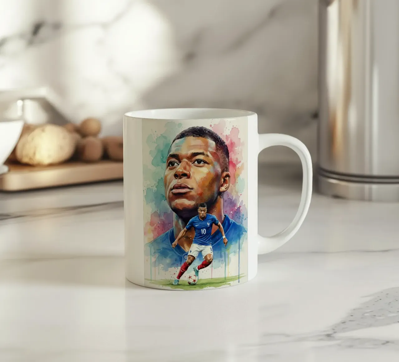 Arte astratta di Mbappe tazza in ceramica da Kalis