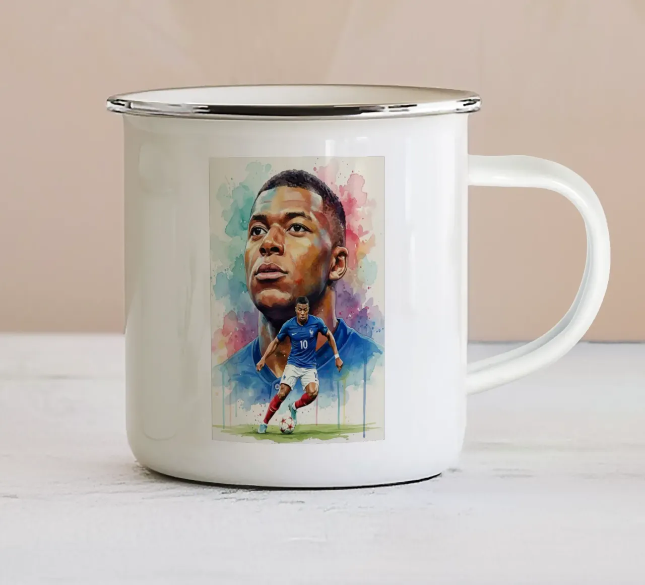 Mbappe abstracte kunst emaille mok van Kalis