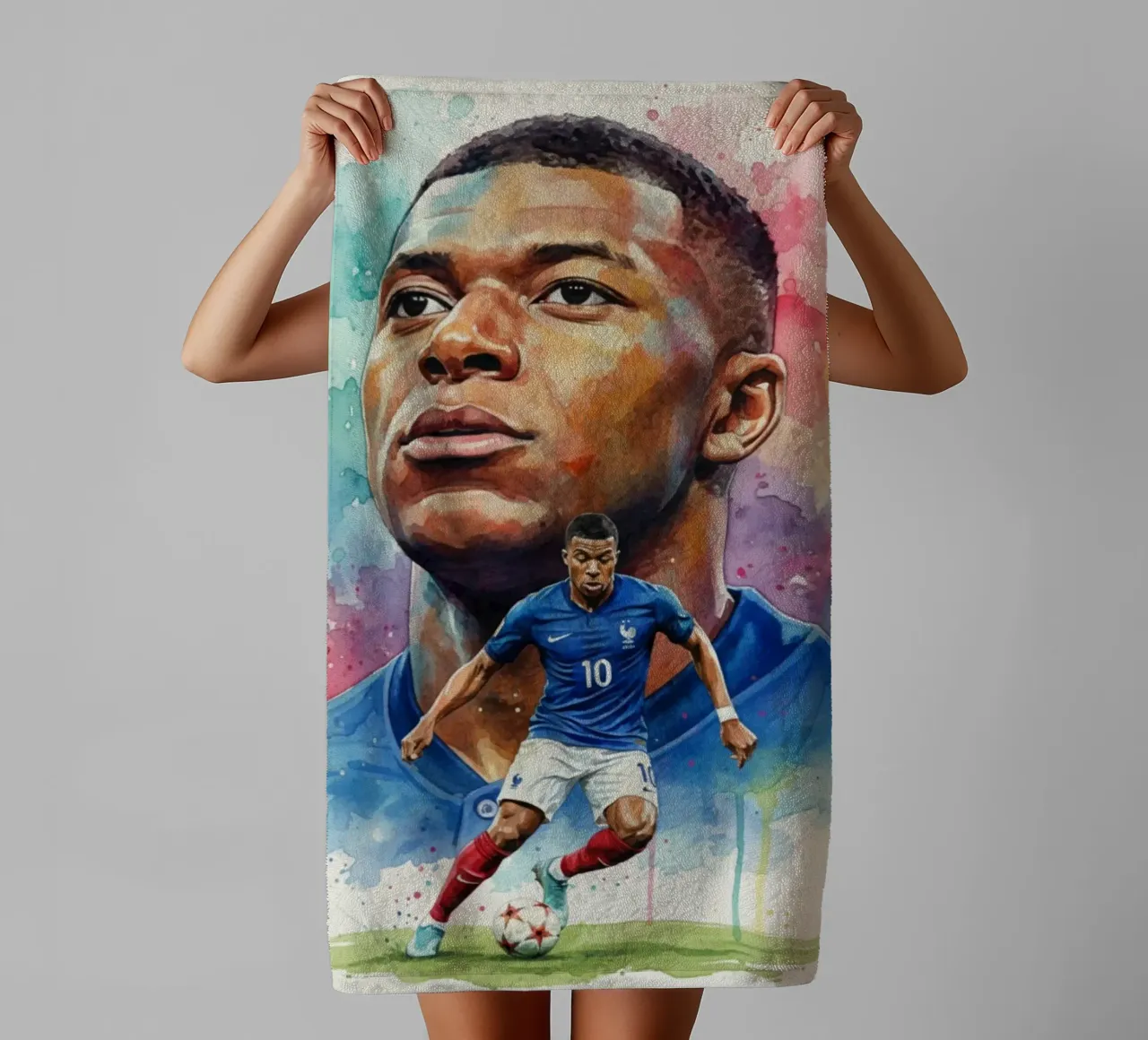 Mbappe abstract art towel by Kalis