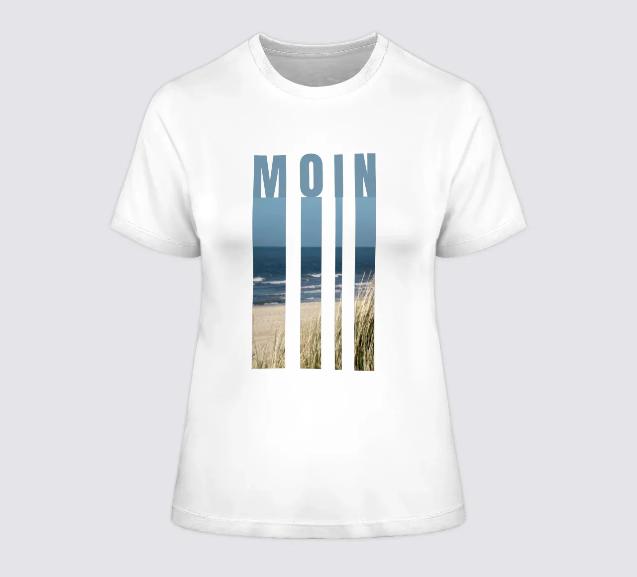 MOIN Strand Design - Salutations d'Allemagne du Nord avec vue sur la mer t-shirt ajusté pour femmes de Fies&Fein