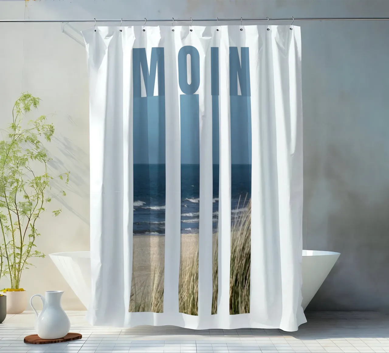 MOIN Strand Design - Saluto della Germania settentrionale con vista sul mare tenda da doccia da Fies&Fein