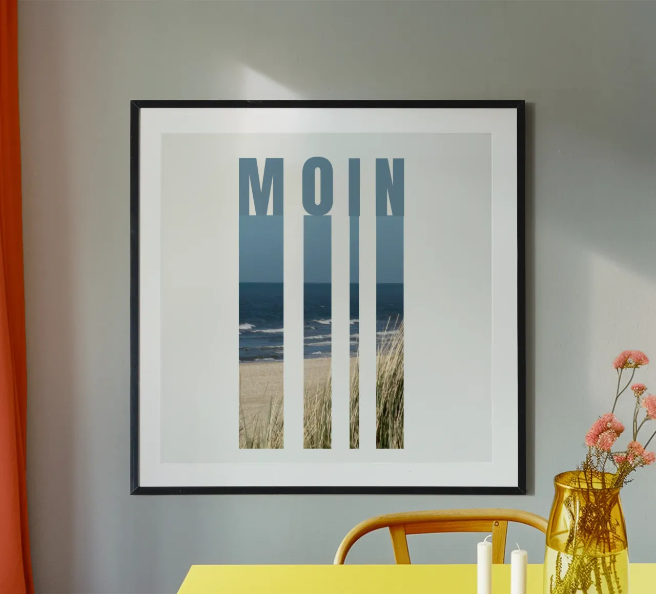 MOIN Strand Design - Saluto della Germania settentrionale con vista sul mare carta hahnemühle da Fies&Fein
