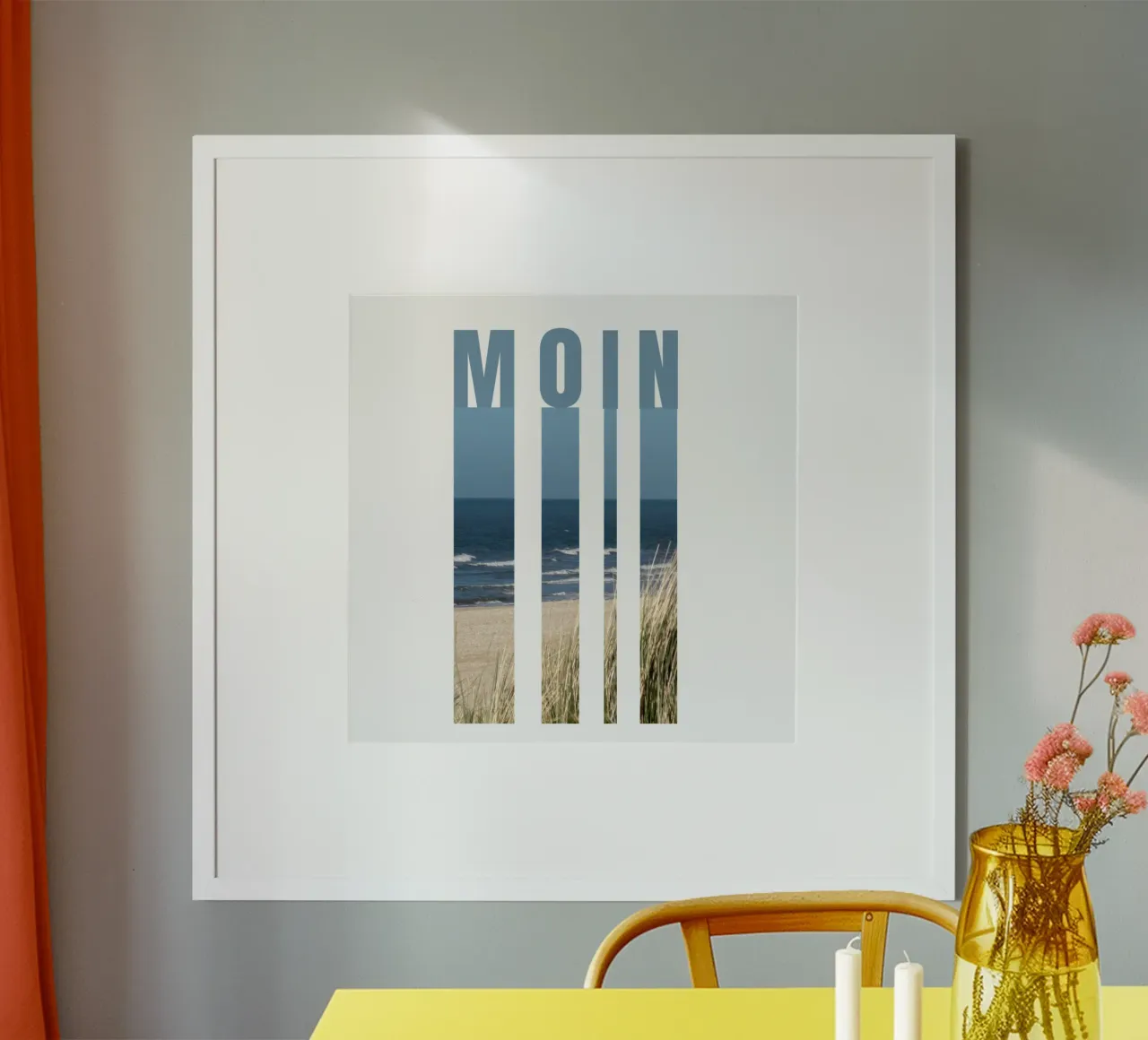 MOIN Strand Design - Saluto della Germania settentrionale con vista sul mare carta hahnemühle da Fies&Fein