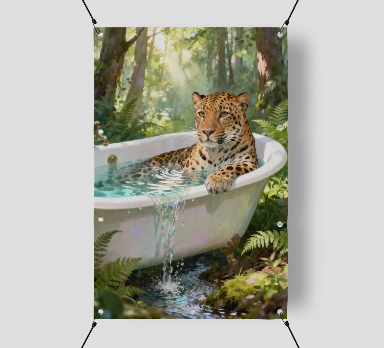 Leopard In the Bathtub telo in pvc da Attaboy Dsgn