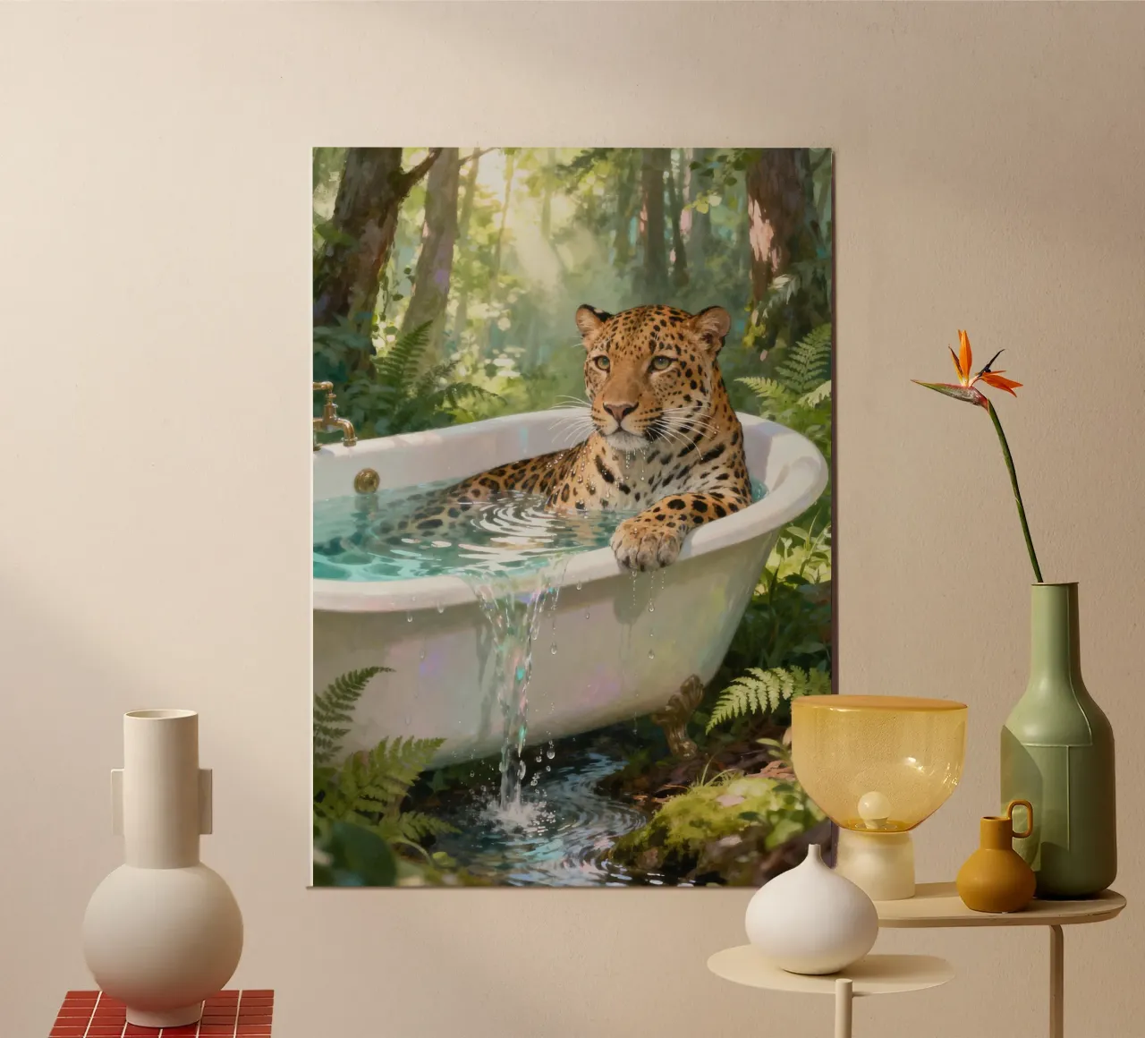 Leopard In the Bathtub alluminio dibond da Attaboy Dsgn