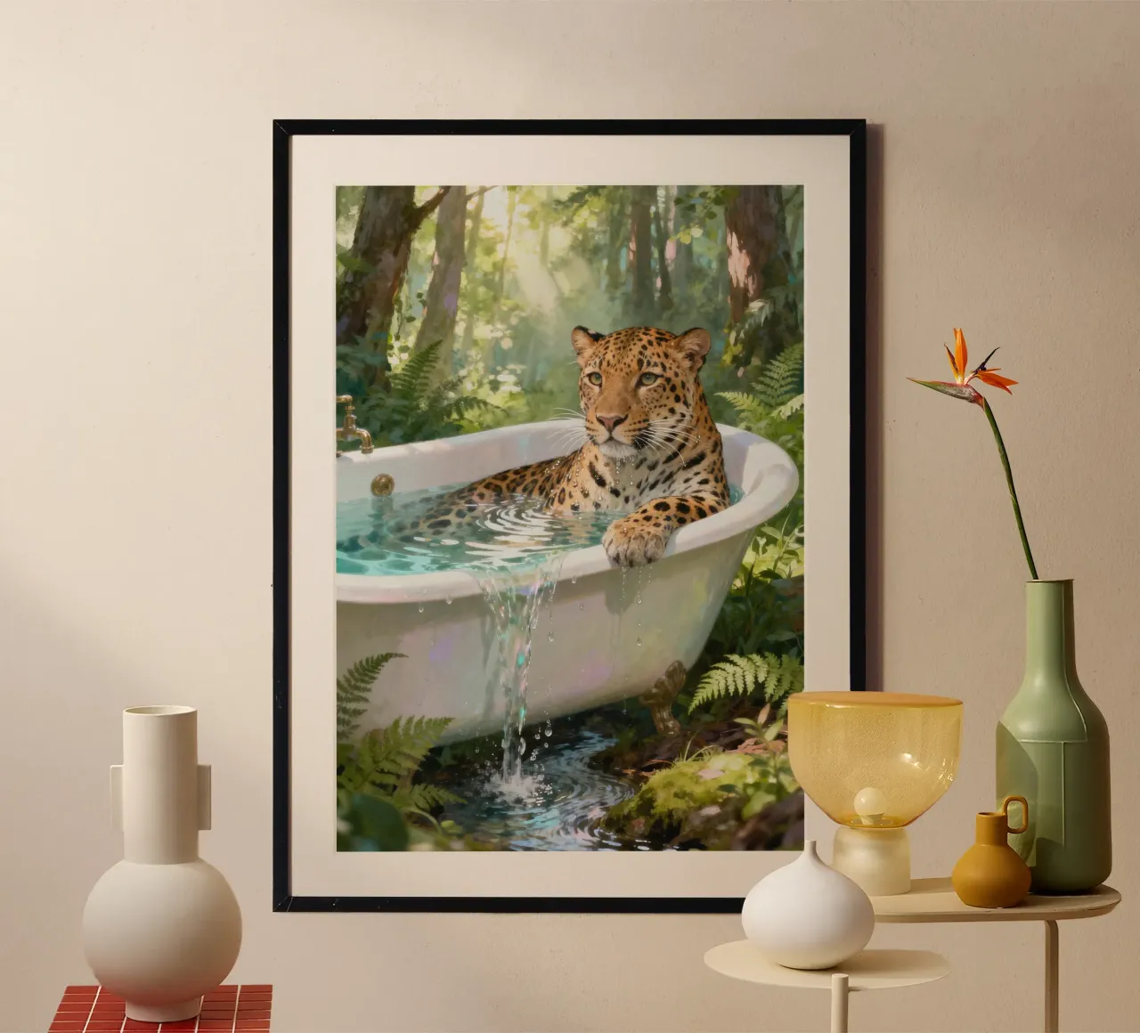 Leopard In the Bathtub carta hahnemühle da Attaboy Dsgn