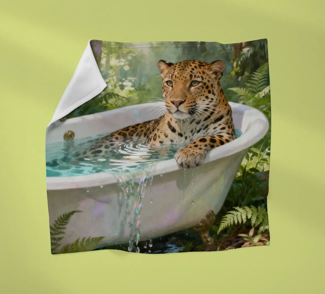 Leopard In the Bathtub coperta in pile da Attaboy Dsgn