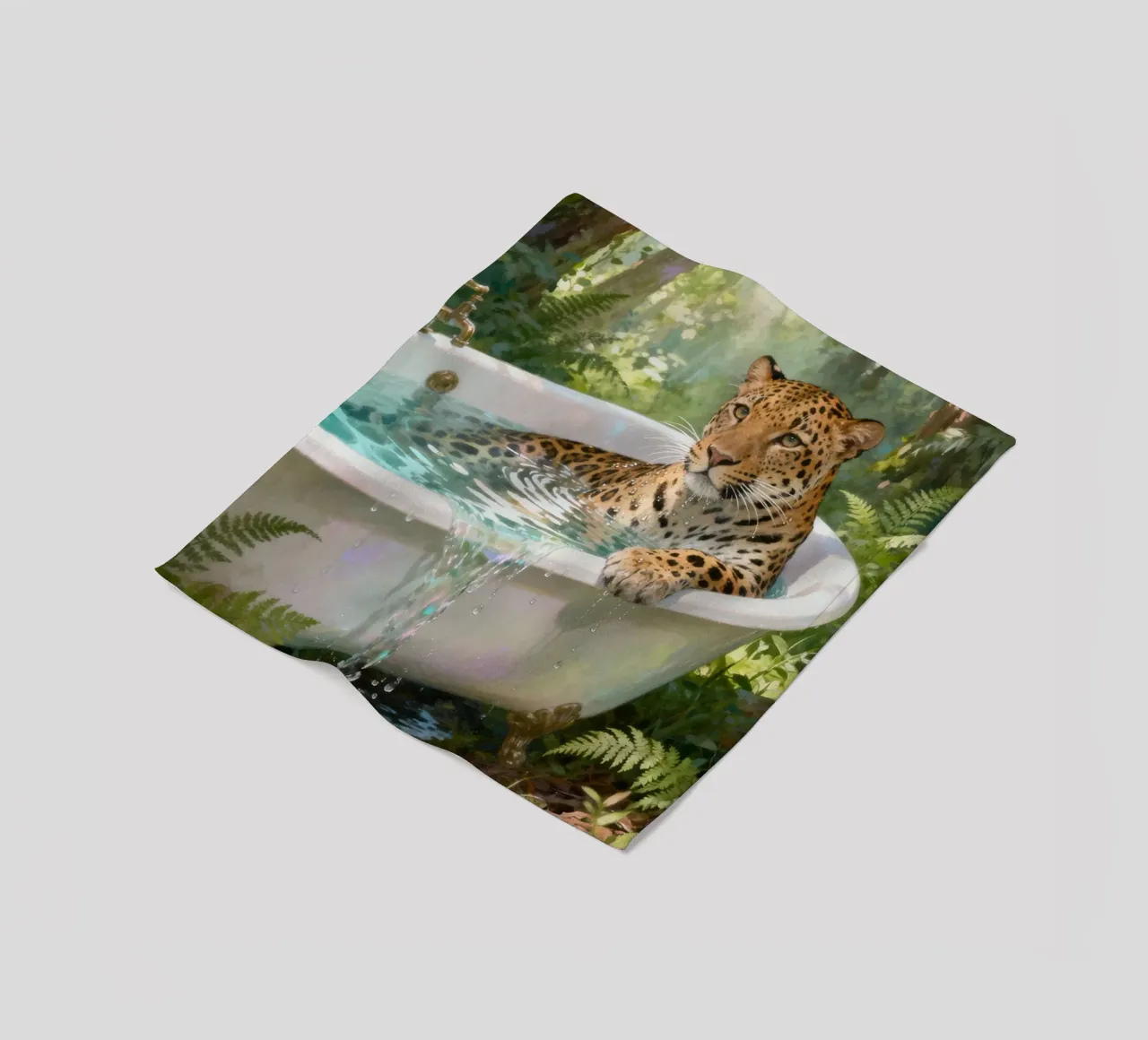 Leopard In the Bathtub coperta in pile da Attaboy Dsgn