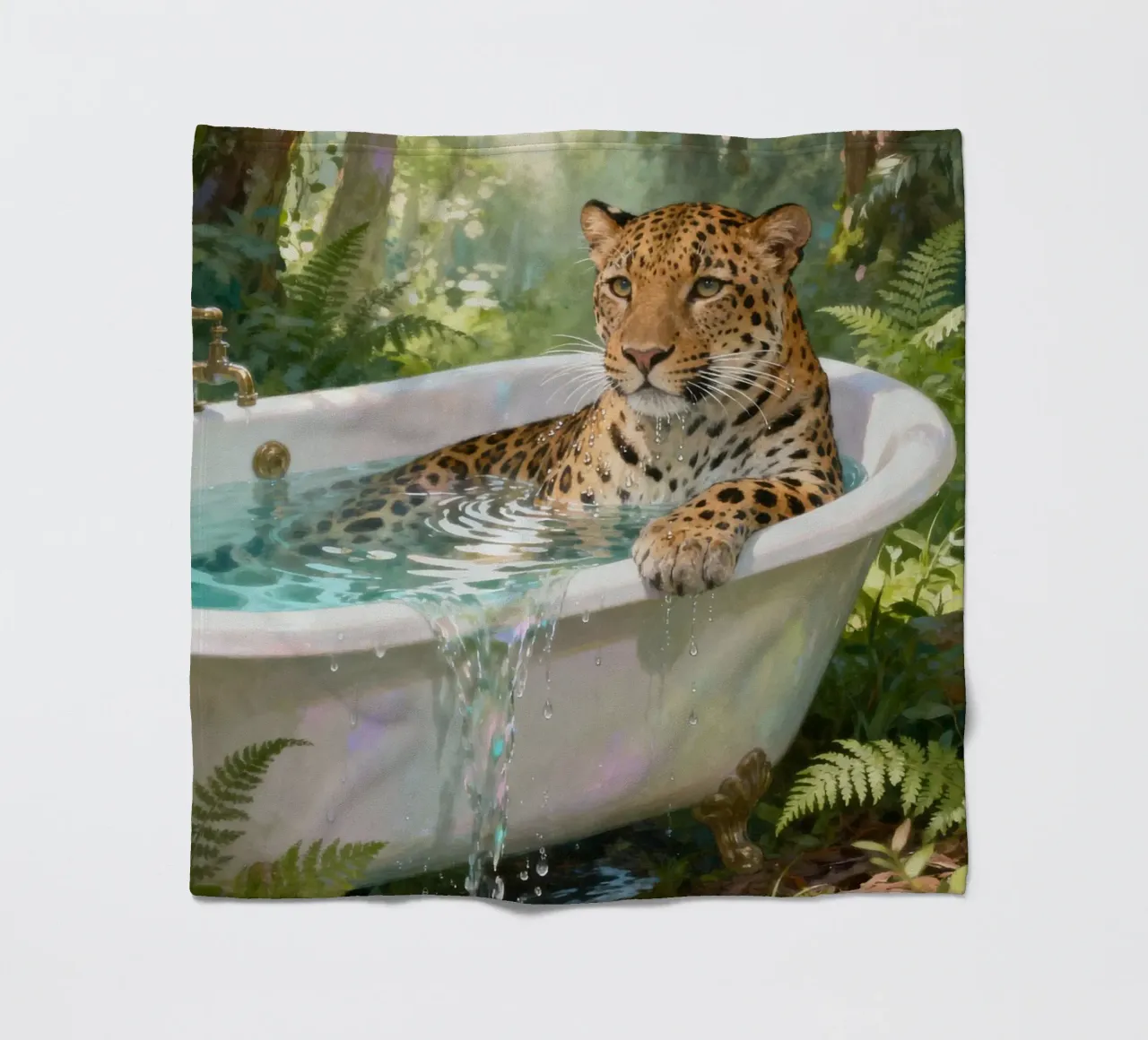 Leopard In the Bathtub coperta in pile da Attaboy Dsgn
