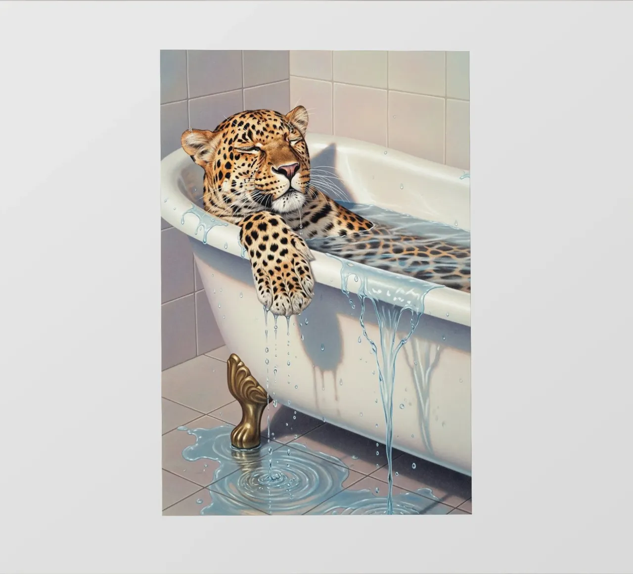 Wild Serenity Leopard Bathtub pellicola backlit da Attaboy Dsgn