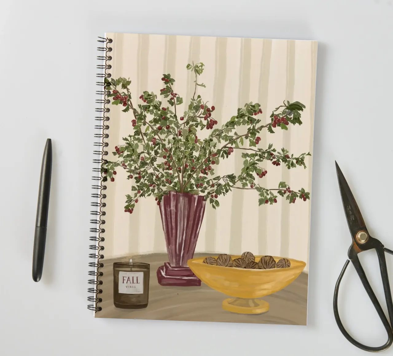 fall vibes spiral notebook by herzundpapier