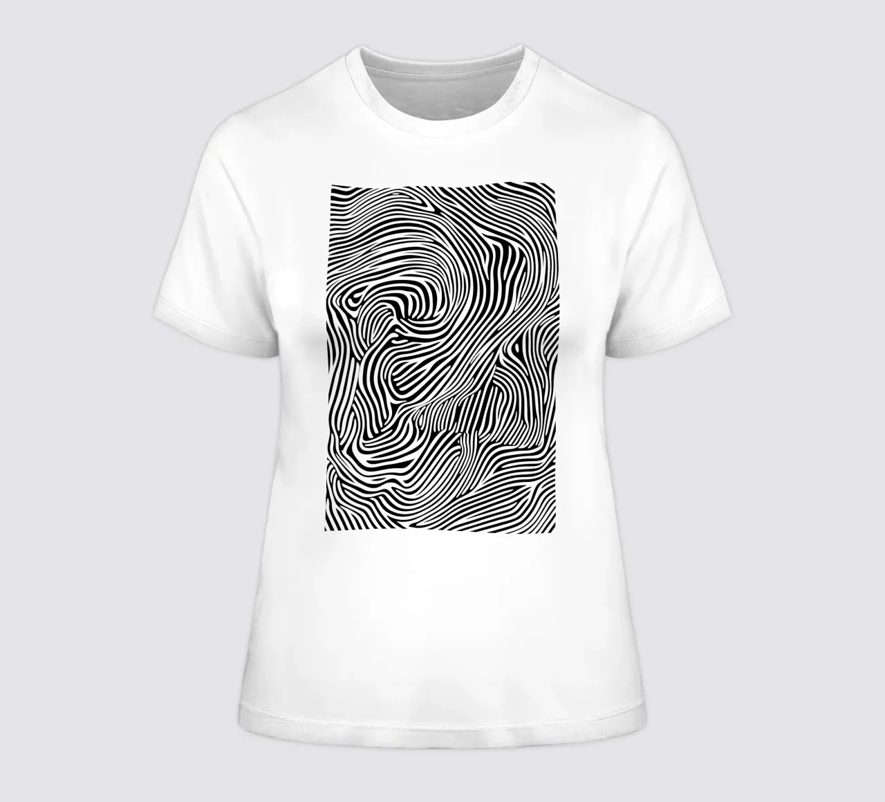 Psychedelic lines Art in black and white women's fitted t-shirt by Autofocus