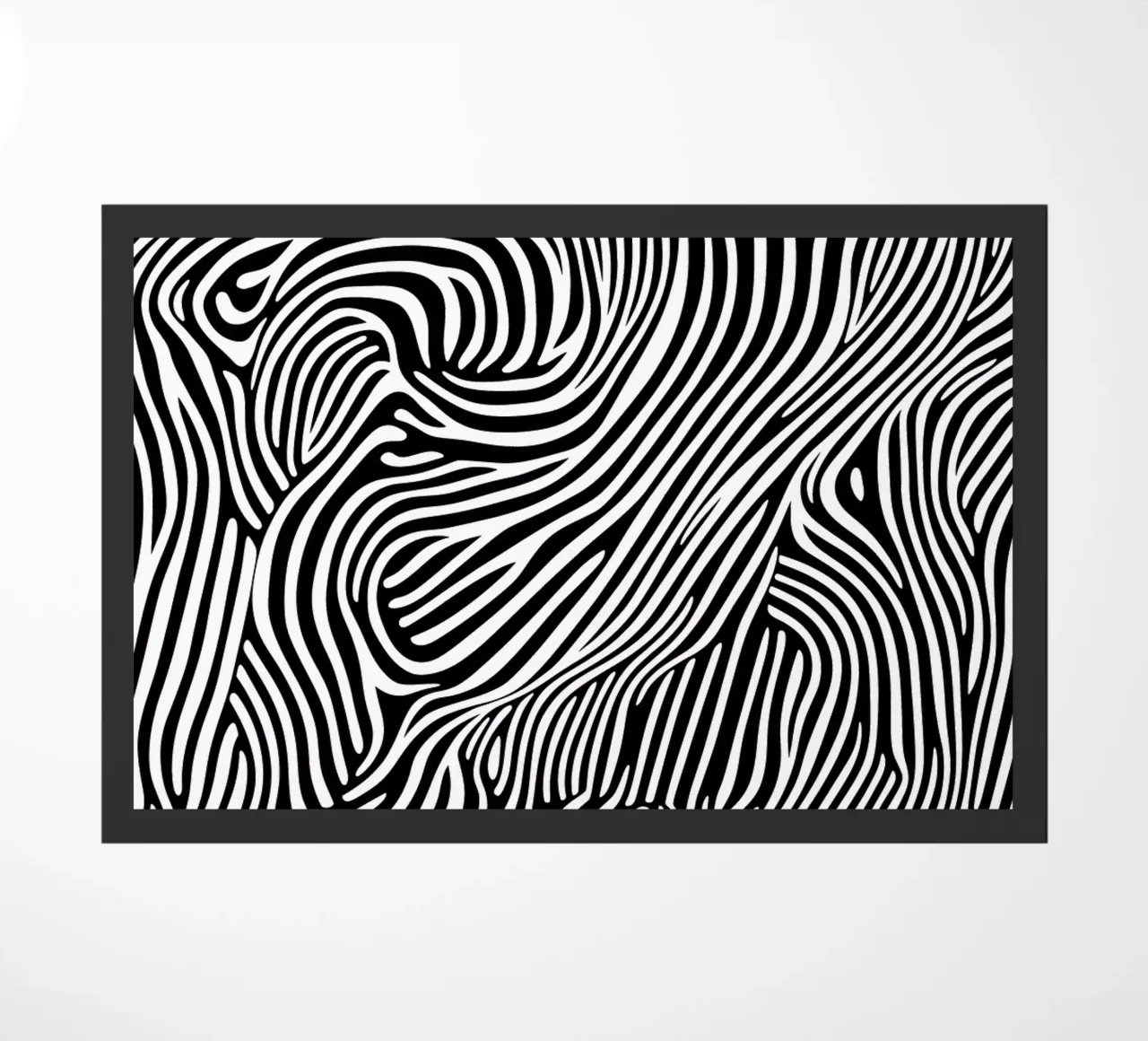 Psychedelic lines Art in black and white doormat by Autofocus