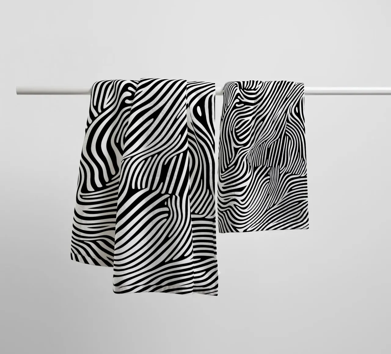 Psychedelic lines Art in black and white towel by Autofocus