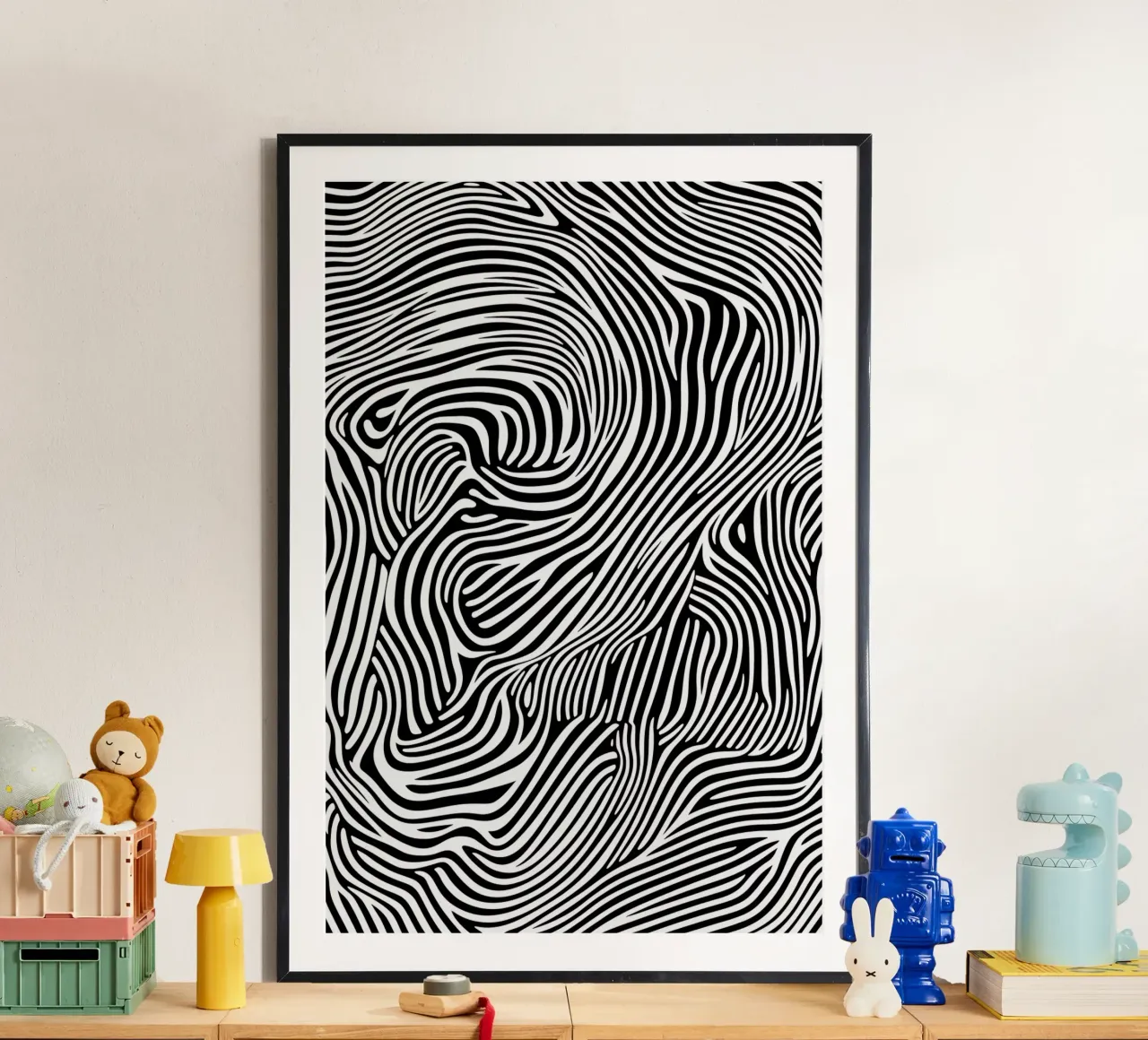 Linee psichedeliche Arte in bianco e nero carta hahnemühle da Autofocus
