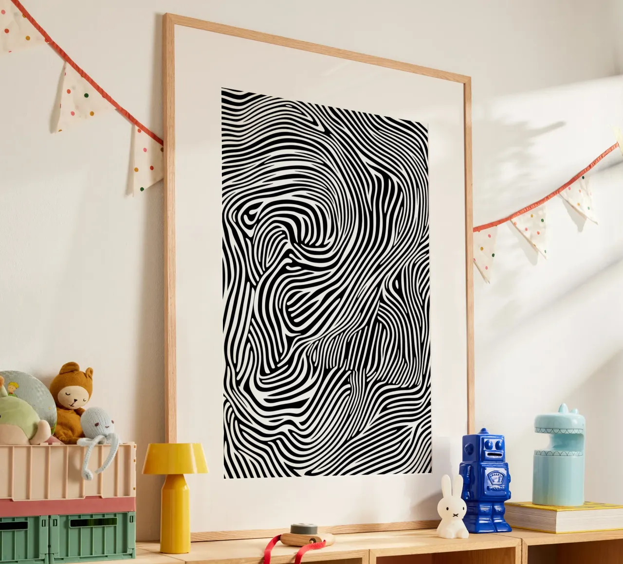Linee psichedeliche Arte in bianco e nero carta hahnemühle da Autofocus
