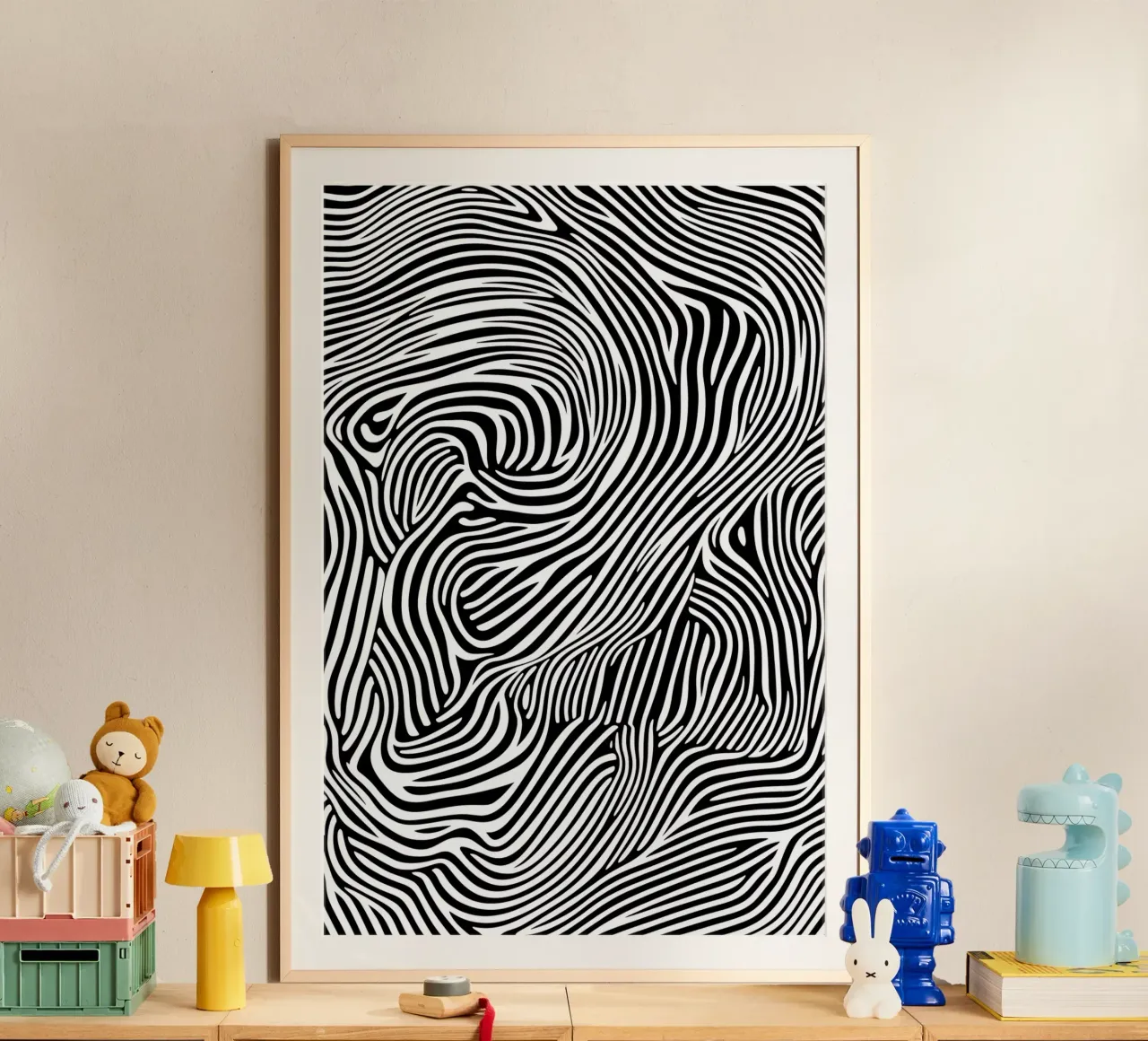 Linee psichedeliche Arte in bianco e nero carta hahnemühle da Autofocus