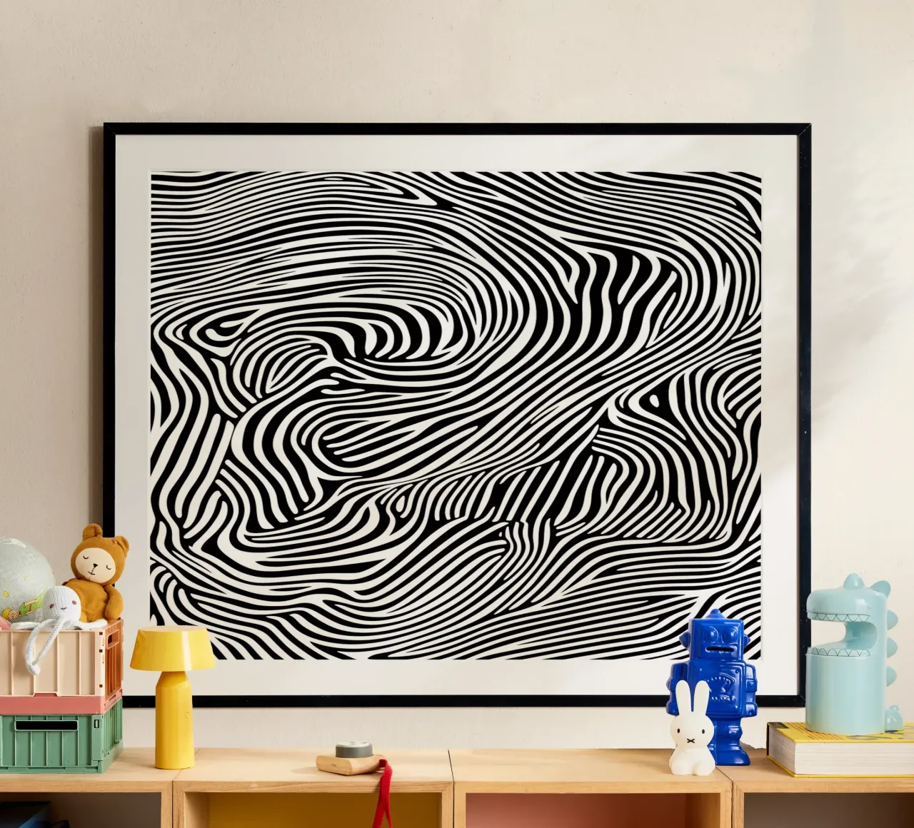 Linee psichedeliche Arte in bianco e nero carta hahnemühle da Autofocus