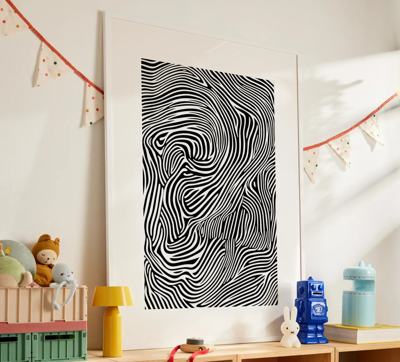 Linee psichedeliche Arte in bianco e nero carta hahnemühle da Autofocus