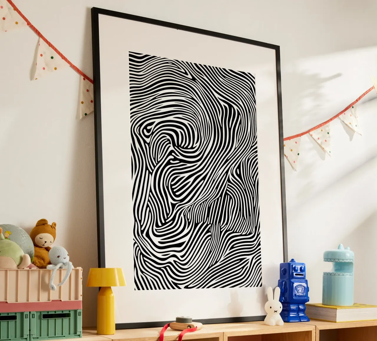 Linee psichedeliche Arte in bianco e nero carta hahnemühle da Autofocus